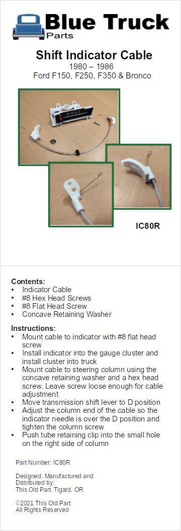 80-86 Shift Indicator Cable