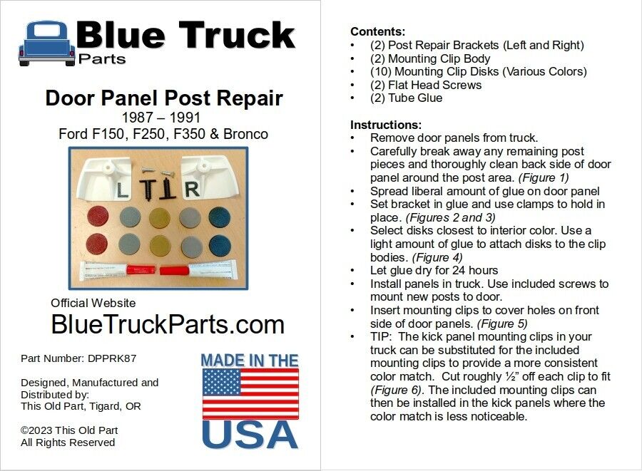 87-91 Door Panel Mounting Post Repair Kit