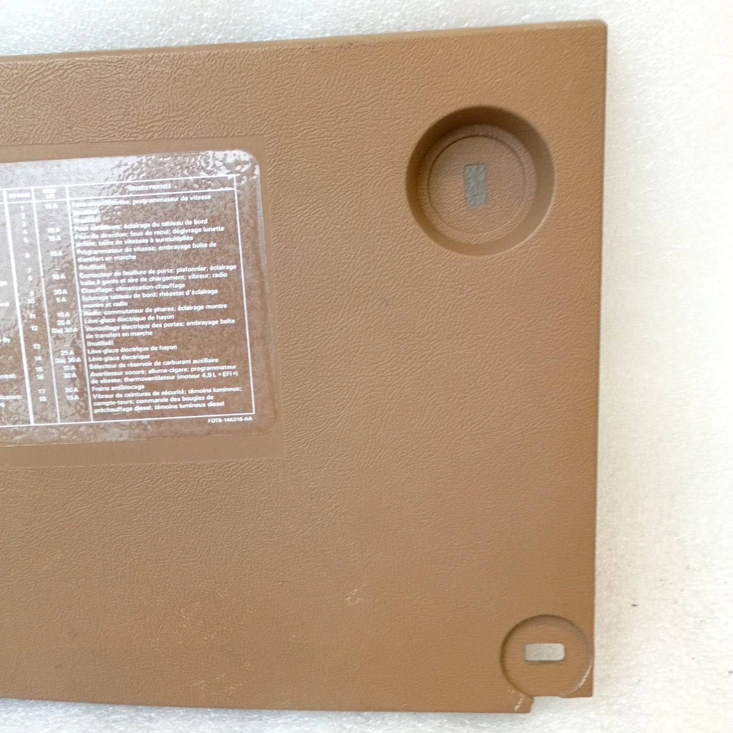 87-91 Tan Fuse Panel Cover (Used)  Lower Dash Trim Knee Bolster F150 F250 F350 Bronco