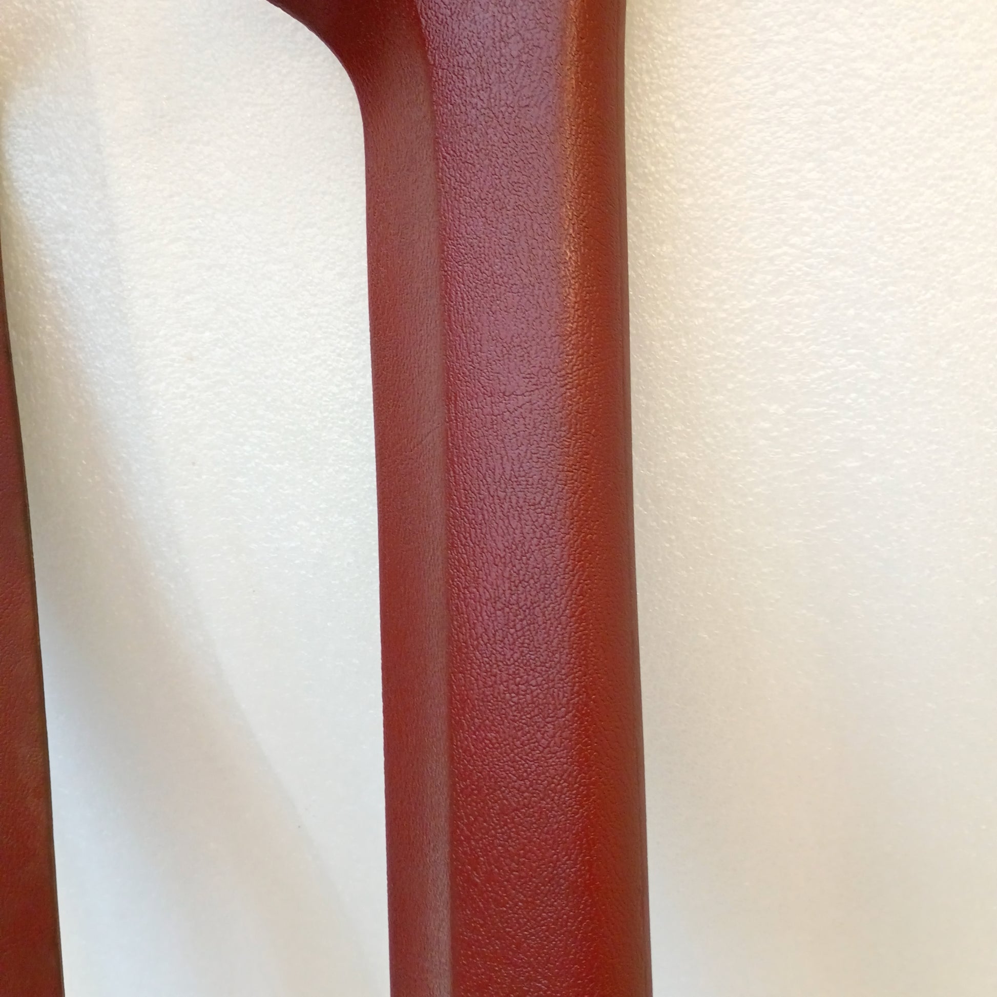 Red A-pillar trim set for 1980-1986 Ford F150, F250, F350, Bronco; original parts, textured finish, very good condition.