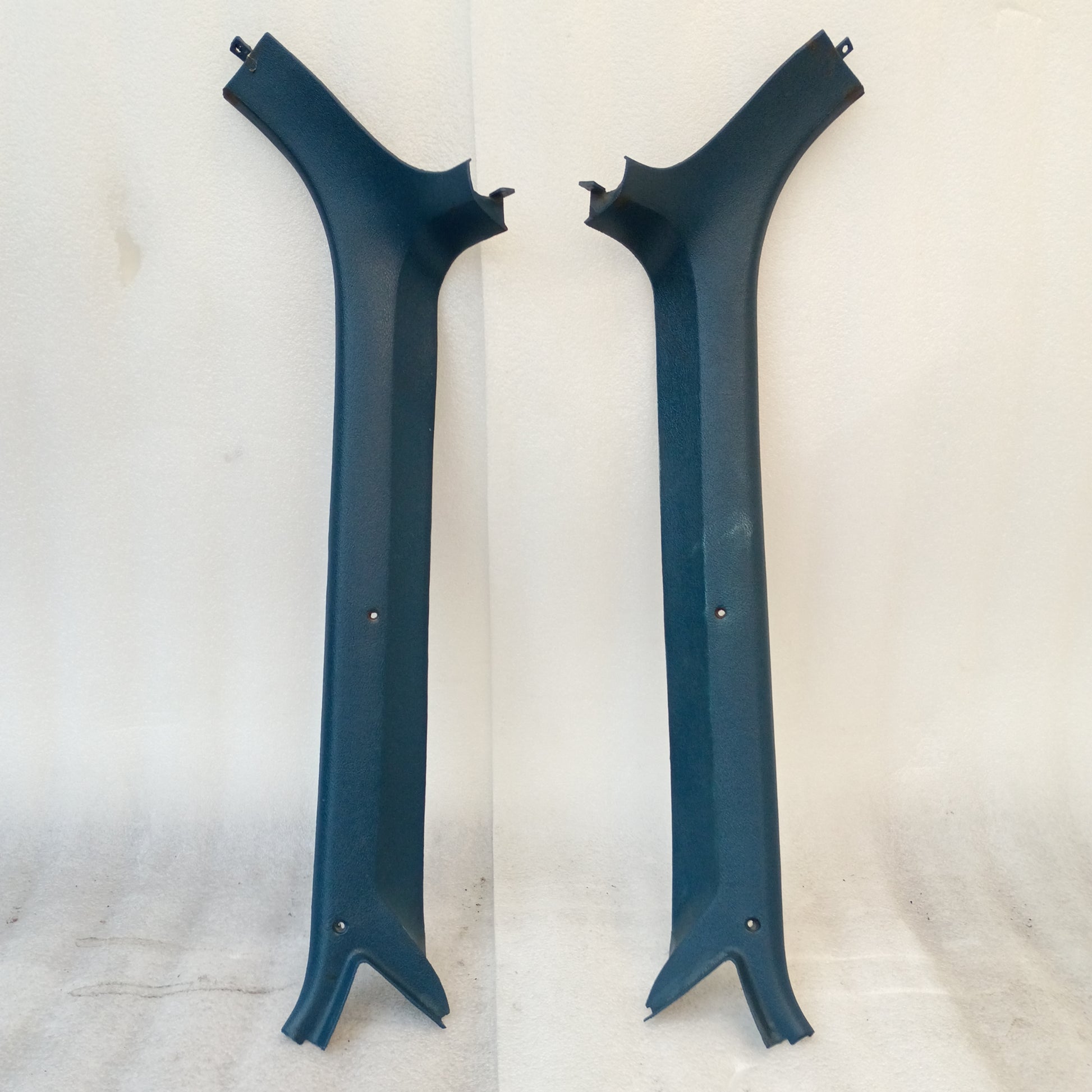 Harbor Blue A Pillar Trim Set for 1980-1986 Ford F-series and Bronco, in very good condition, original Ford parts.