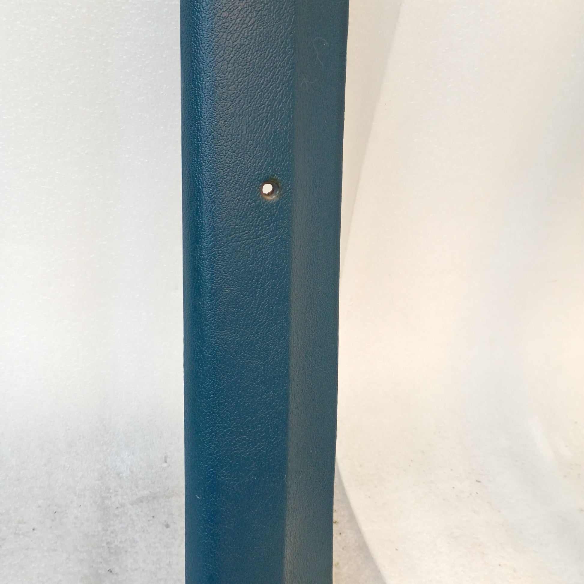 Harbor Blue Ford A-pillar trim piece for 1980-1986 Bronco/F-Series, with minor blemishes. Suitable for vehicles with headliner.