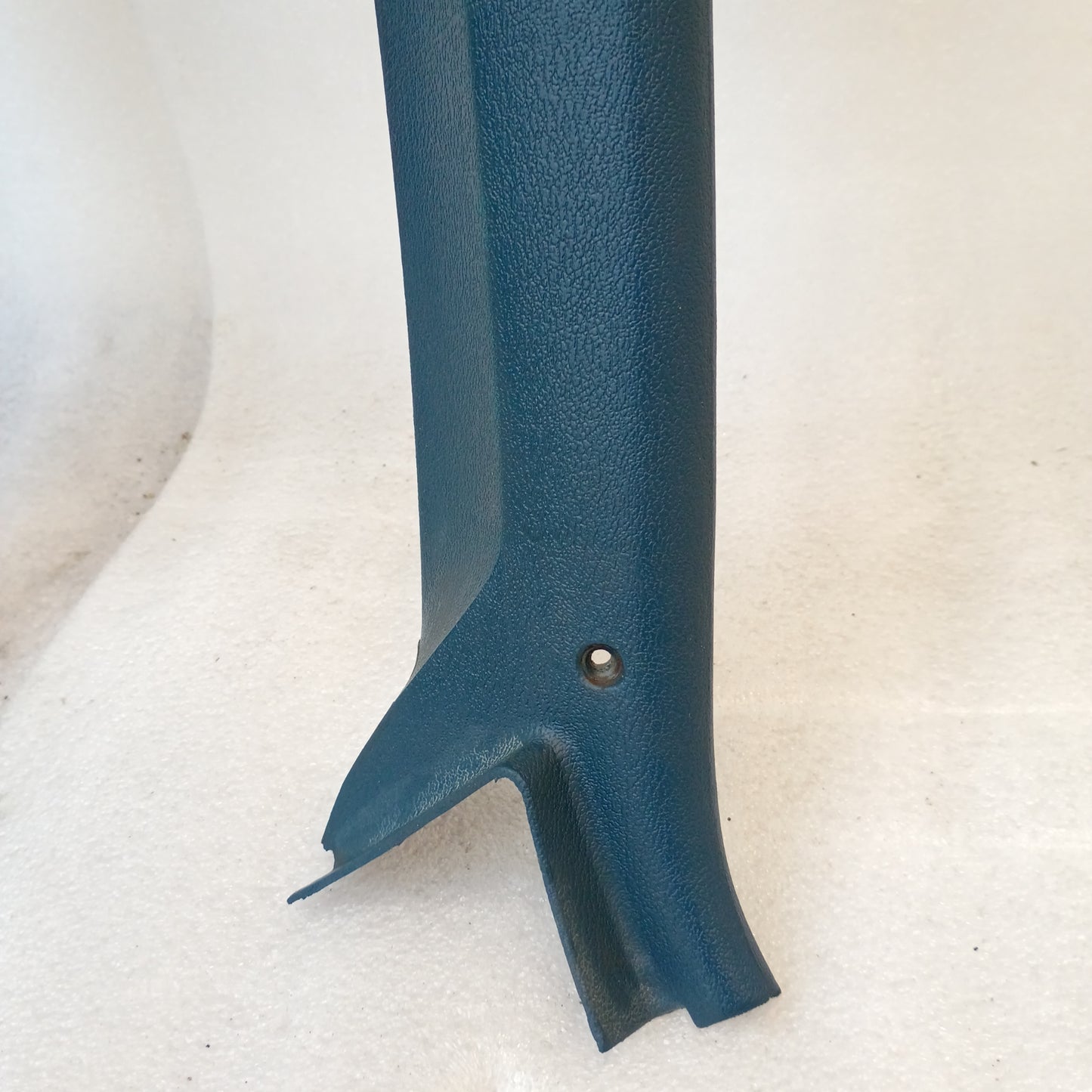 Harbor Blue A Pillar Trim piece for 1980-1986 Ford trucks and Bronco, original part, textured surface, single bolt hole.