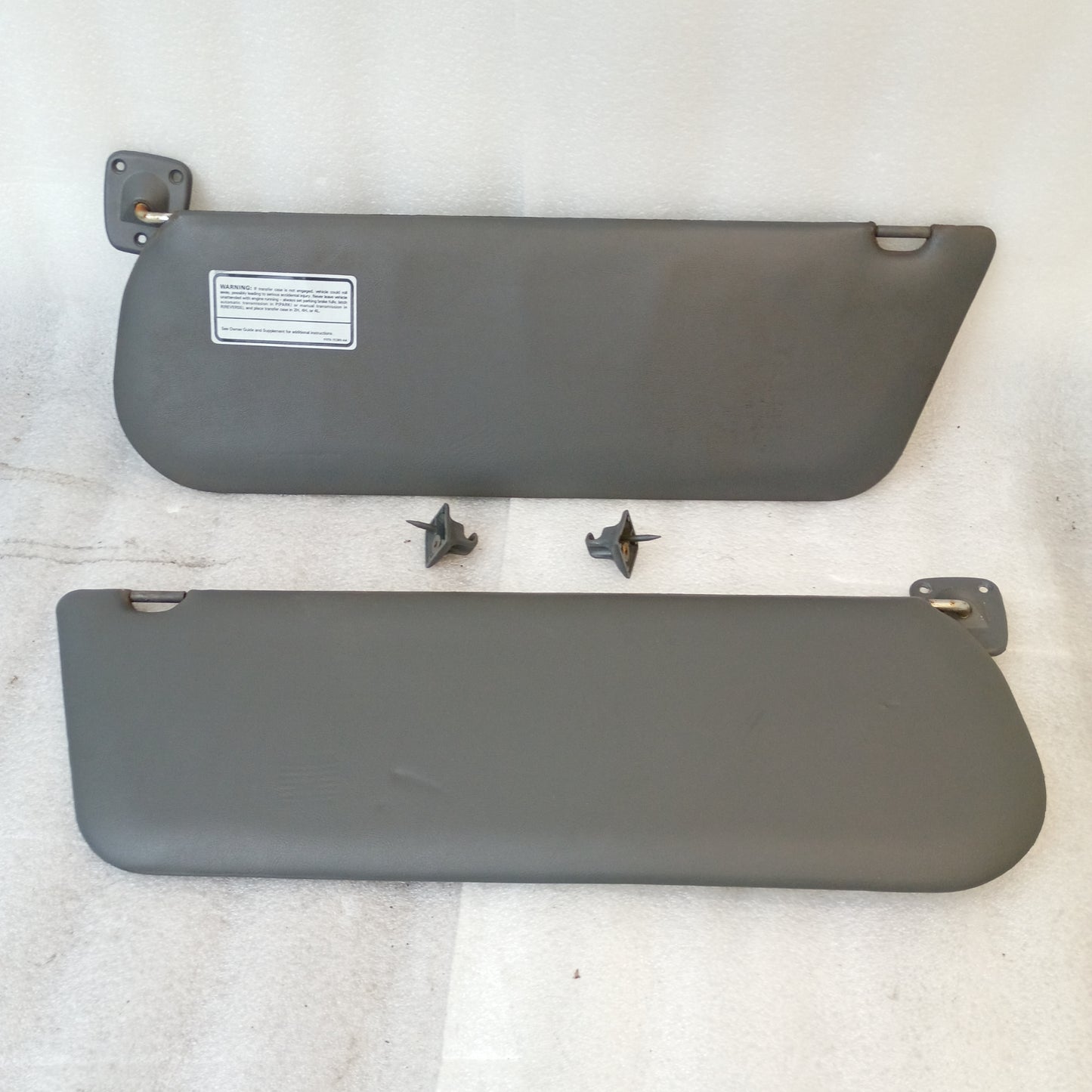 87-91 Dark Gray Vinyl Sun Visors Pair (Used) F150 F250 F350 Bronco OEM