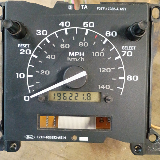 Ford F150 F250 F350 Bronco speedometer showing 196,221.8 miles, compatible with 1992-1996 models, in good condition.
