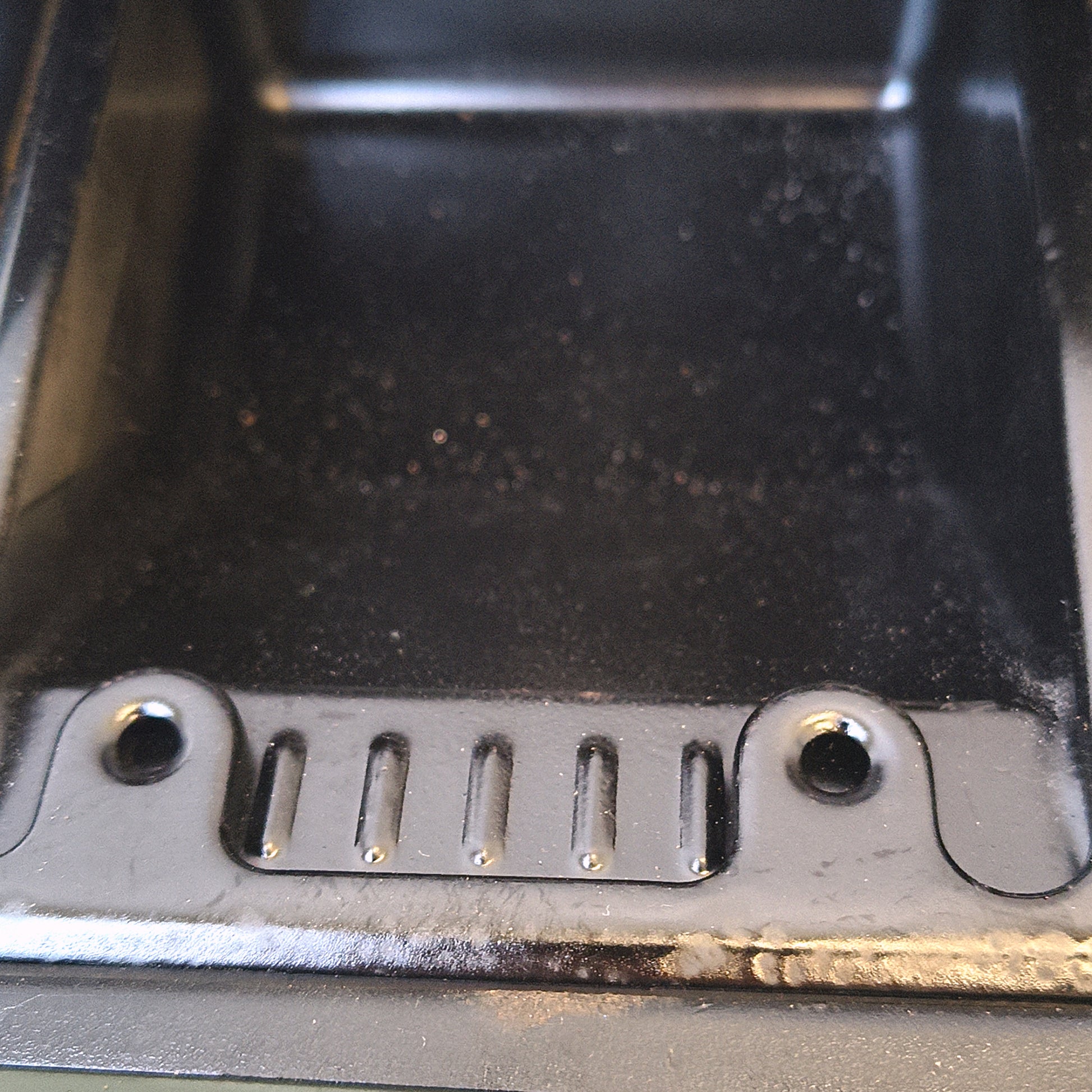 Dark granite gray ashtray assembly for 1992-1996 Ford F150, F250, F350, Bronco with mounting bracket and power port.