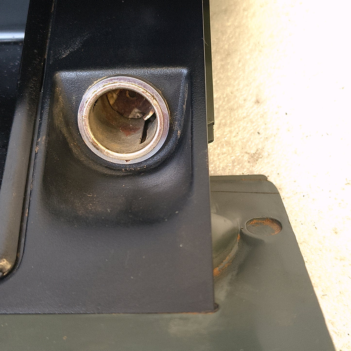 Granite gray ashtray assembly with power port and wire harness for 1992-1996 Ford F150, F250, F350, Bronco.