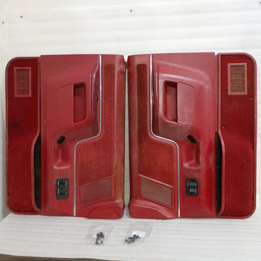 87-91 Deluxe Red Door Panels Set  Power (Used) F150 F250 F350 Bronco XLT