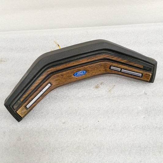 80-86 Burl Wood Grain Steering Wheel Horn Pad with Cruise (Used) F150 F250 F350 Bronco