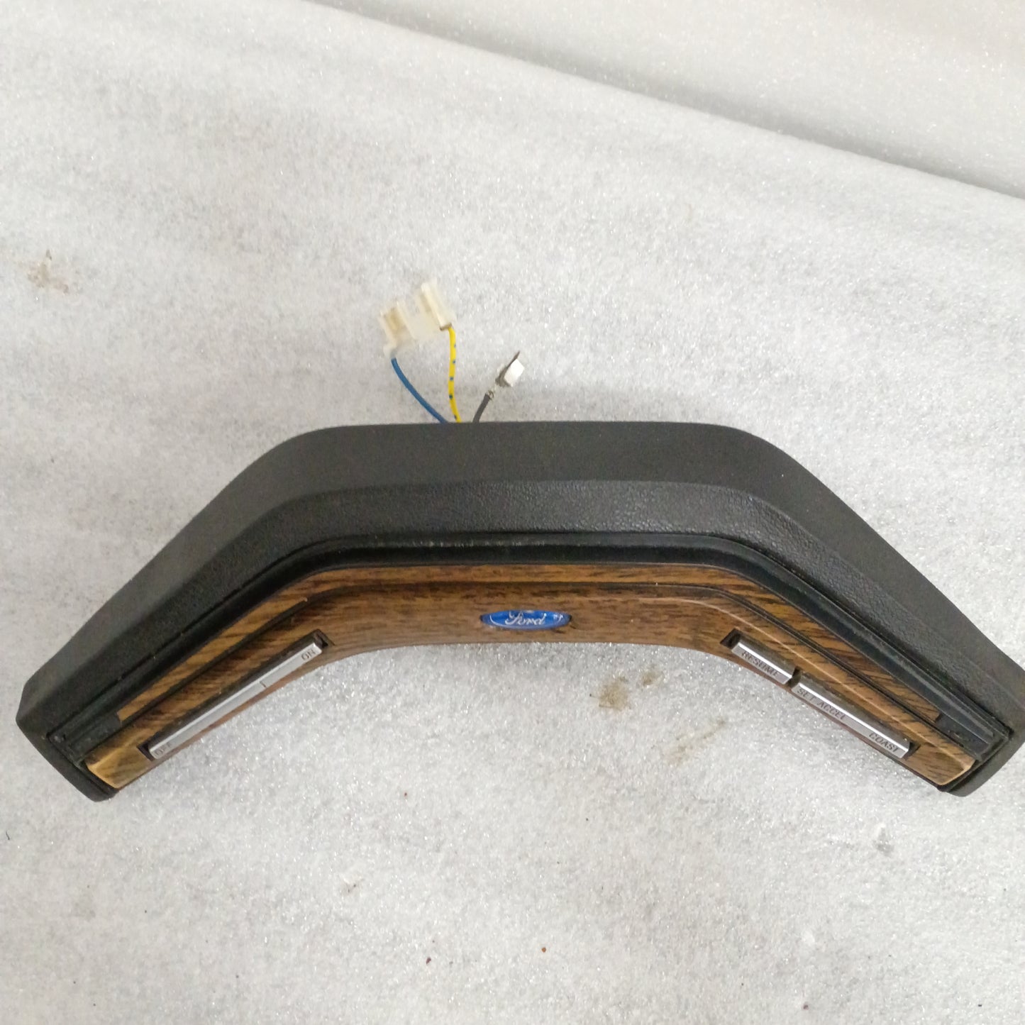 80-86 Burl Wood Grain Steering Wheel Horn Pad with Cruise (Used) F150 F250 F350 Bronco