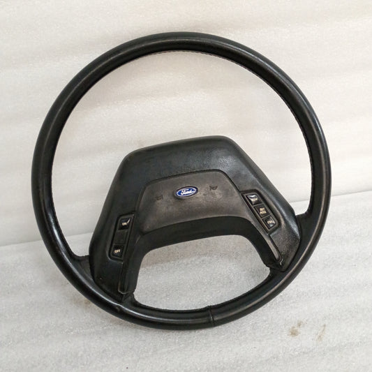 87-91 Leather Steering Wheel & Horn Pad with Cruise (Used) F150 F250 F350 Bronco OEM
