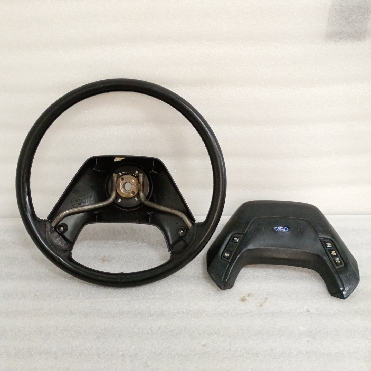 87-91 Leather Steering Wheel & Horn Pad with Cruise (Used) F150 F250 F350 Bronco OEM