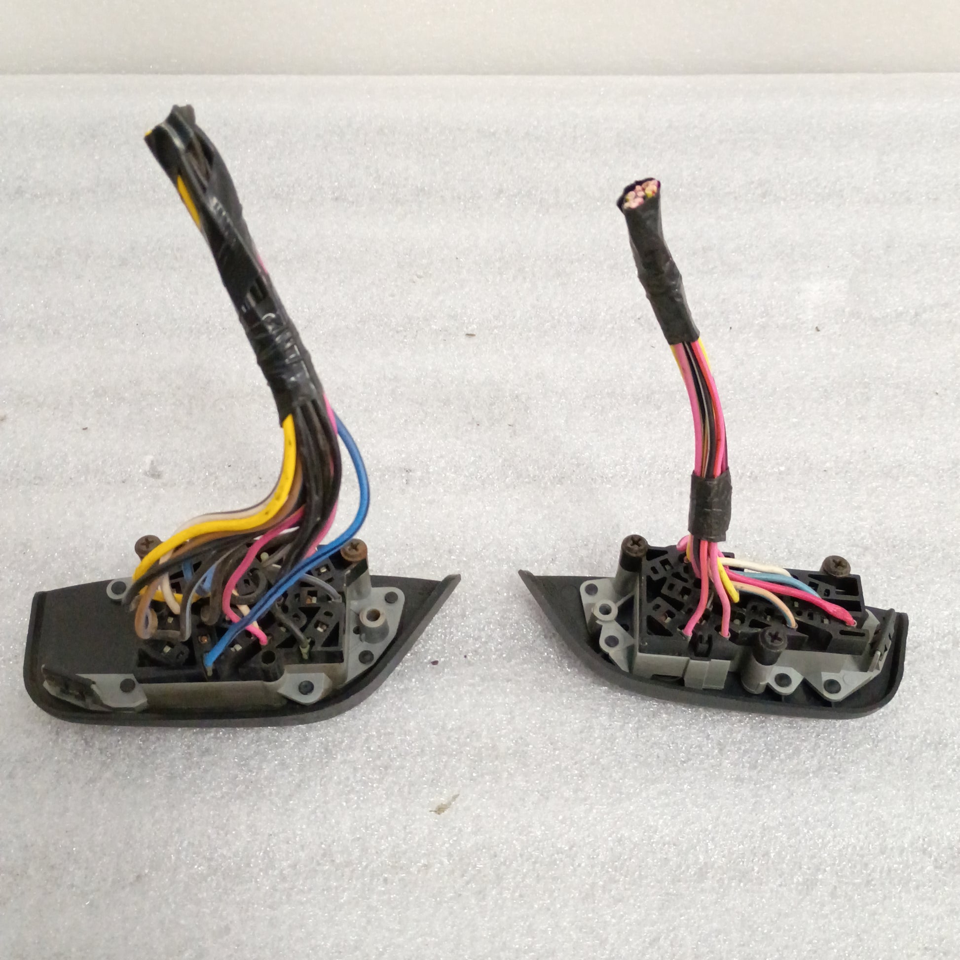 Ford power window and lock switch set with black bezels and wire pigtails, compatible with 1992-1996 Bronco, F-150, F-250, F-350.