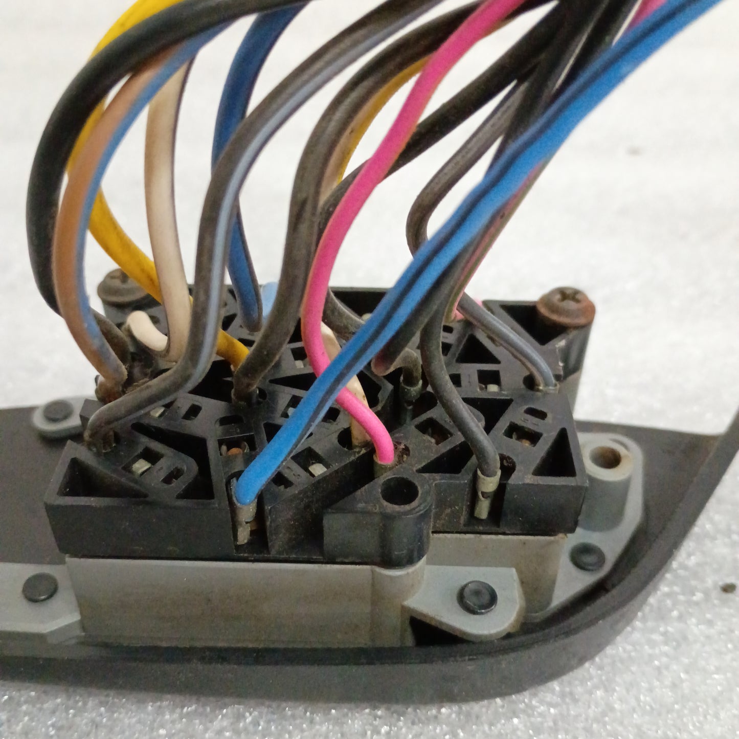 Power window and lock switch set with multi-colored wires and black bezels for 1992-1996 Ford F-150, F-250, F-350, and Bronco.
