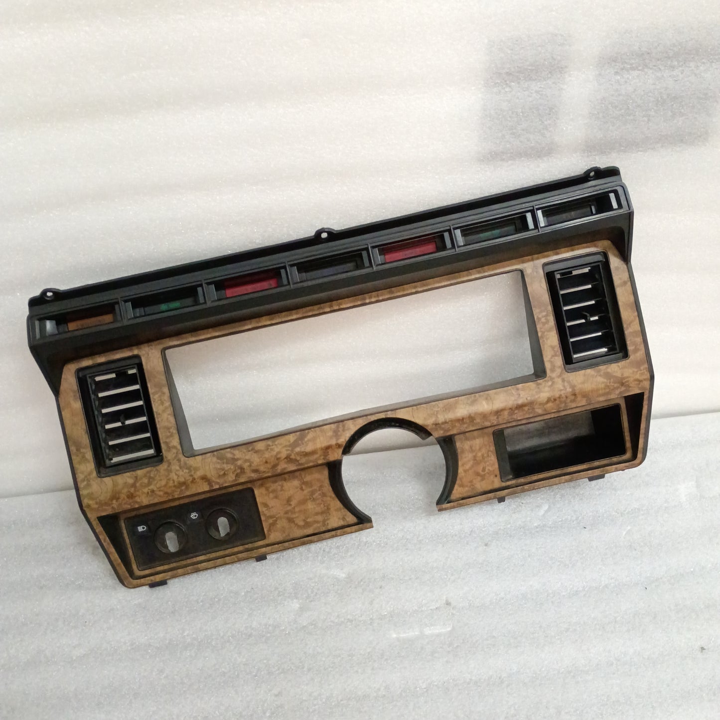 80-86 Burl Wood Grain Gauge Cluster Bezel with AC Vents (Used) F150 F250 F350 Bronco