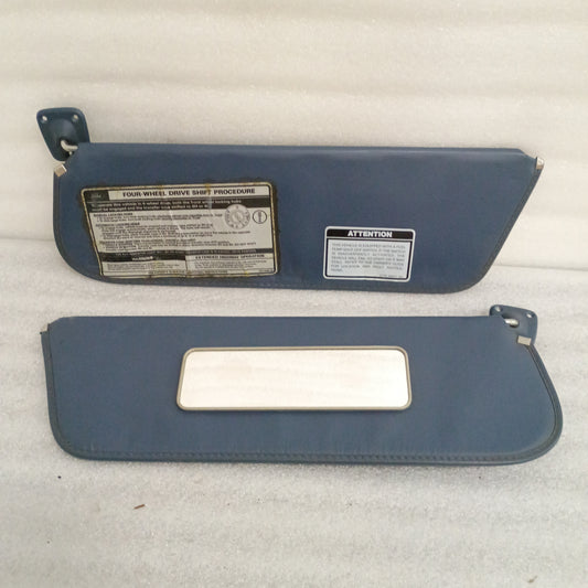 80-86 Regatta Blue Vinyl Sun Visors Pair (Used) F150 F250 F350 Bronco OEM