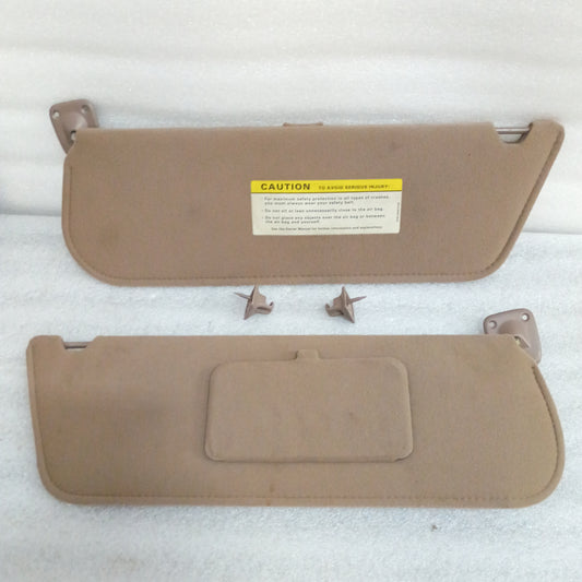 92-97 Tan/Mocha Cloth Sun Visors Pair (Used) F150 F250 F350 Bronco OEM