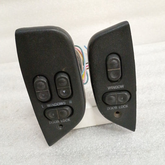 Ford power window and lock switches set, left and right, with black bezels and wiring, for 1992-1996 F-150, F-350, Bronco.