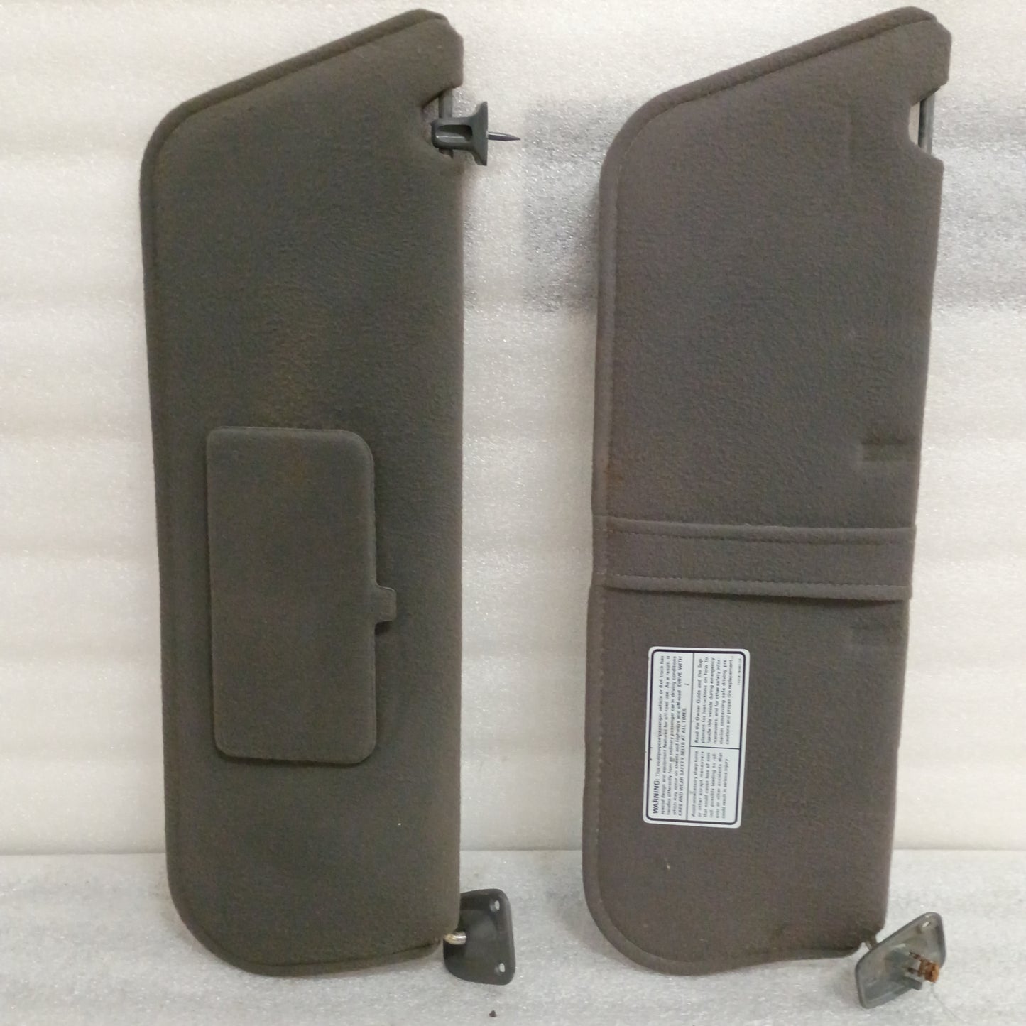 92-97 Dark/Granite Gray Cloth Sun Visors Pair (Used) F150 F250 F350 Bronco OEM