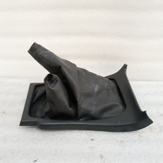 Black leather shifter boot bezel for manual 4x4 Toyota 4Runner, pre-owned, genuine OEM part, fits 1996-2002 models.