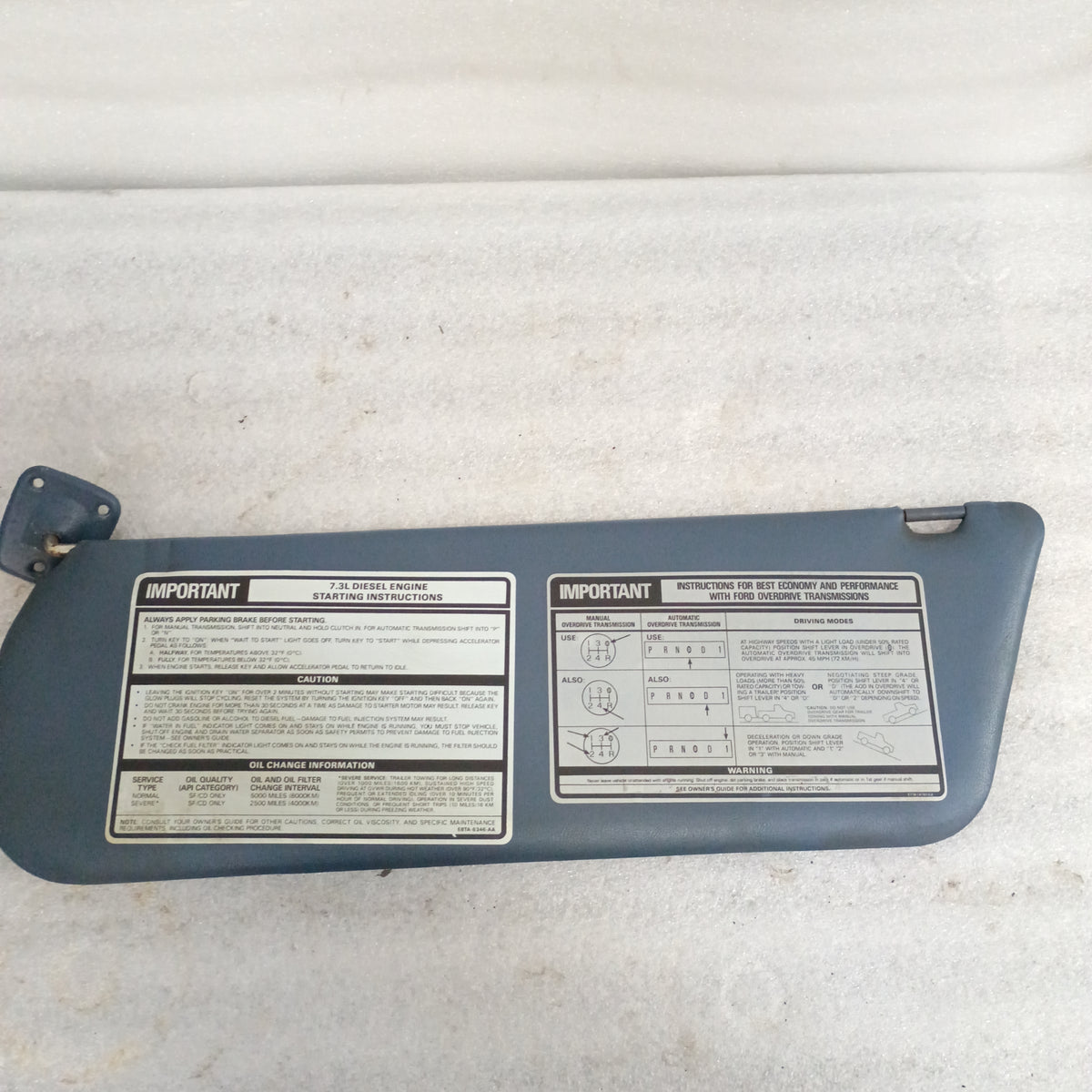 87-91 Dark Blue Vinyl Sun Visors Pair (Used) F150 F250 F350 Bronco OEM