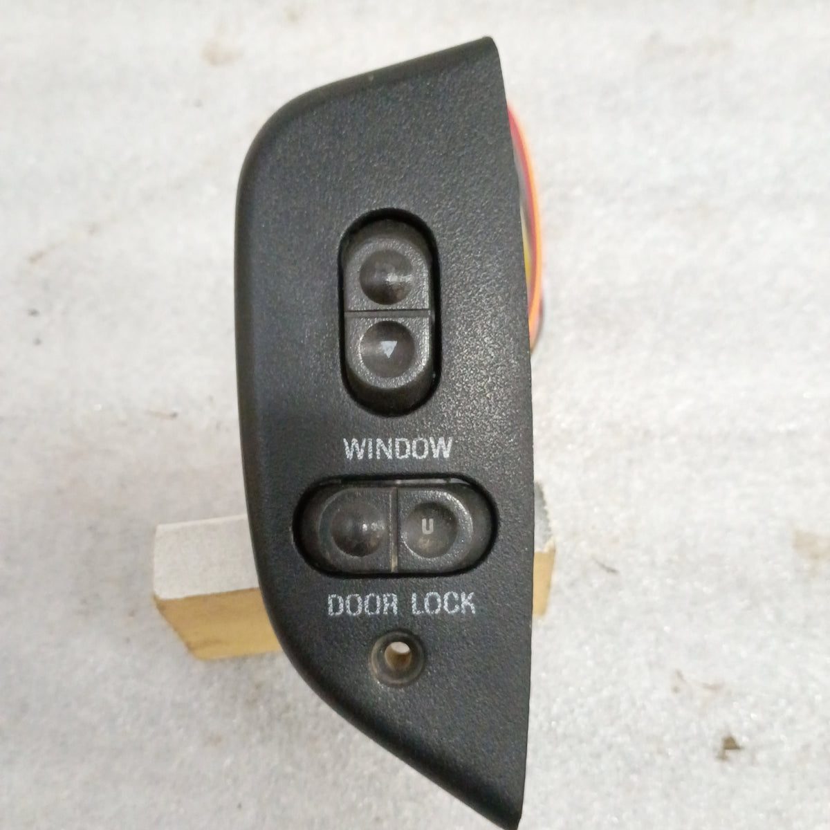 Black Ford power window and door lock switch with bezels and wiring, compatible with 92-96 F150, F250, F350, Bronco.