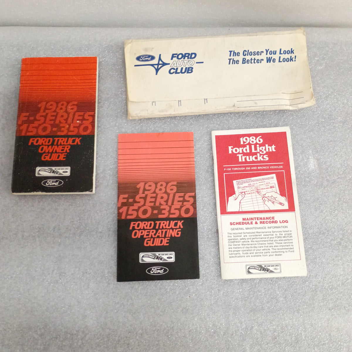 1986 F-Series Owner Guide / Maint Schedule / Operating (Used) Ford F150 F250 F250 F360