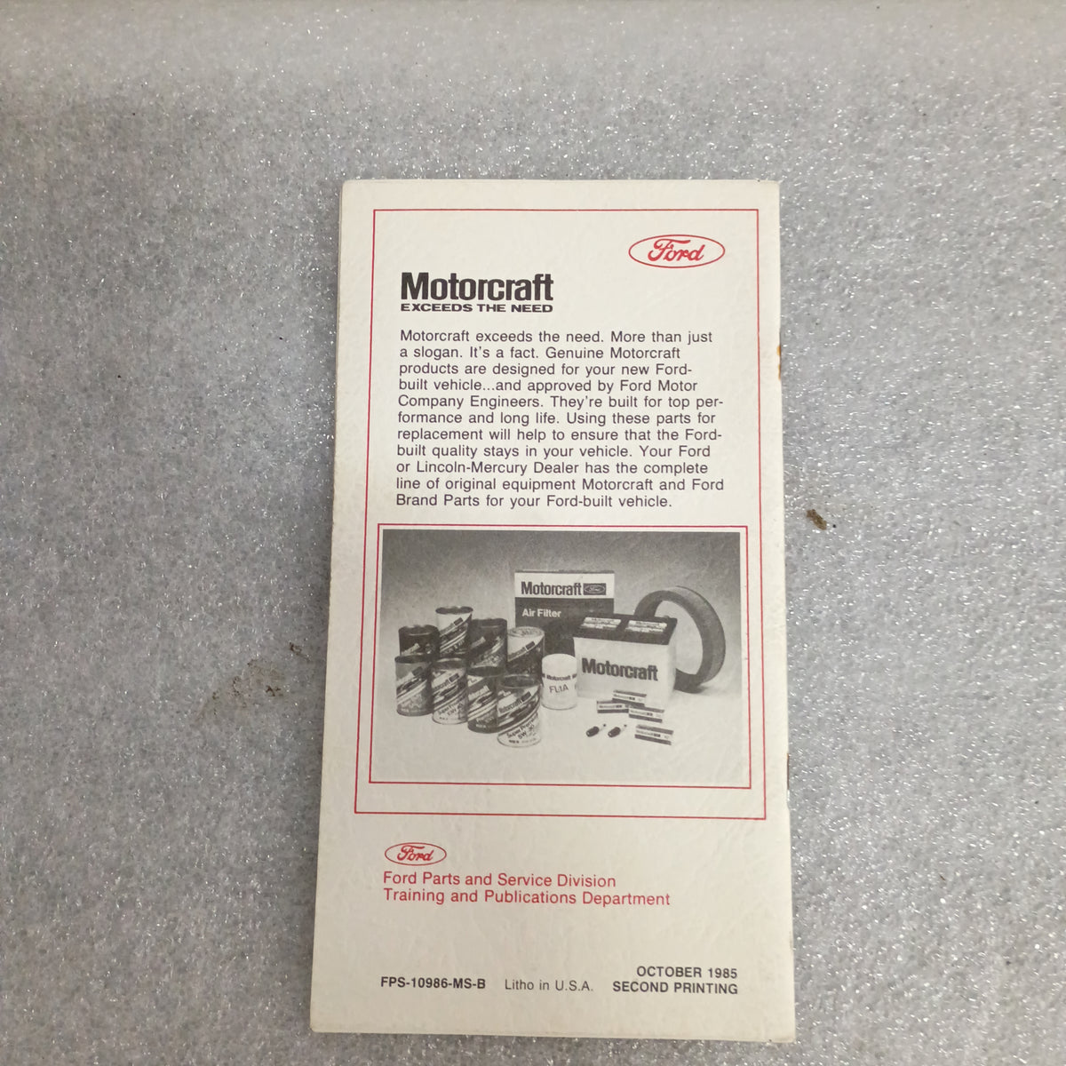 1986 F-Series Owner Guide / Maint Schedule / Operating (Used) Ford F150 F250 F250 F360