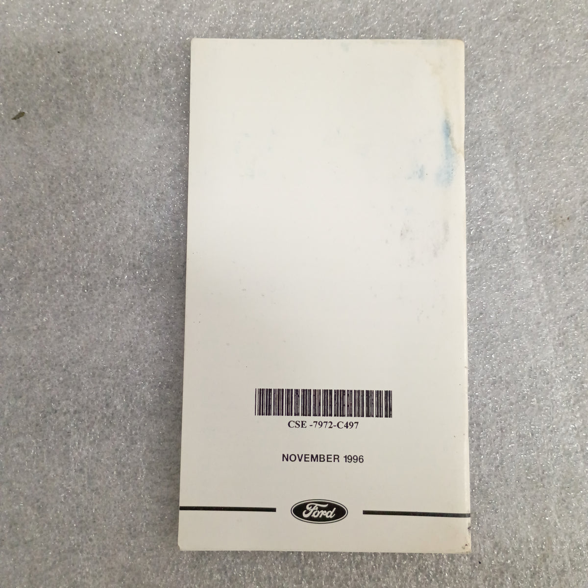 1997 Ford F-250 HD Owner Guide back cover, featuring barcode and "November 1996" date on a gray textured surface.
