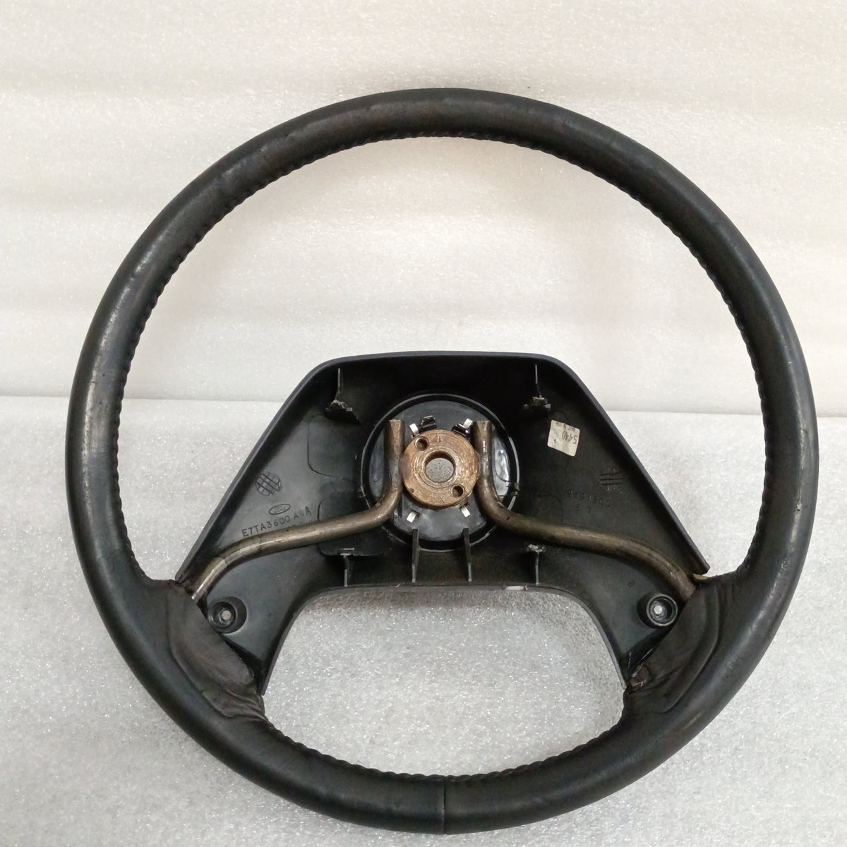 OEM Ford leather steering wheel with horn pad and cruise control buttons, compatible with 1987-1991 F150, F250, F350, Bronco.