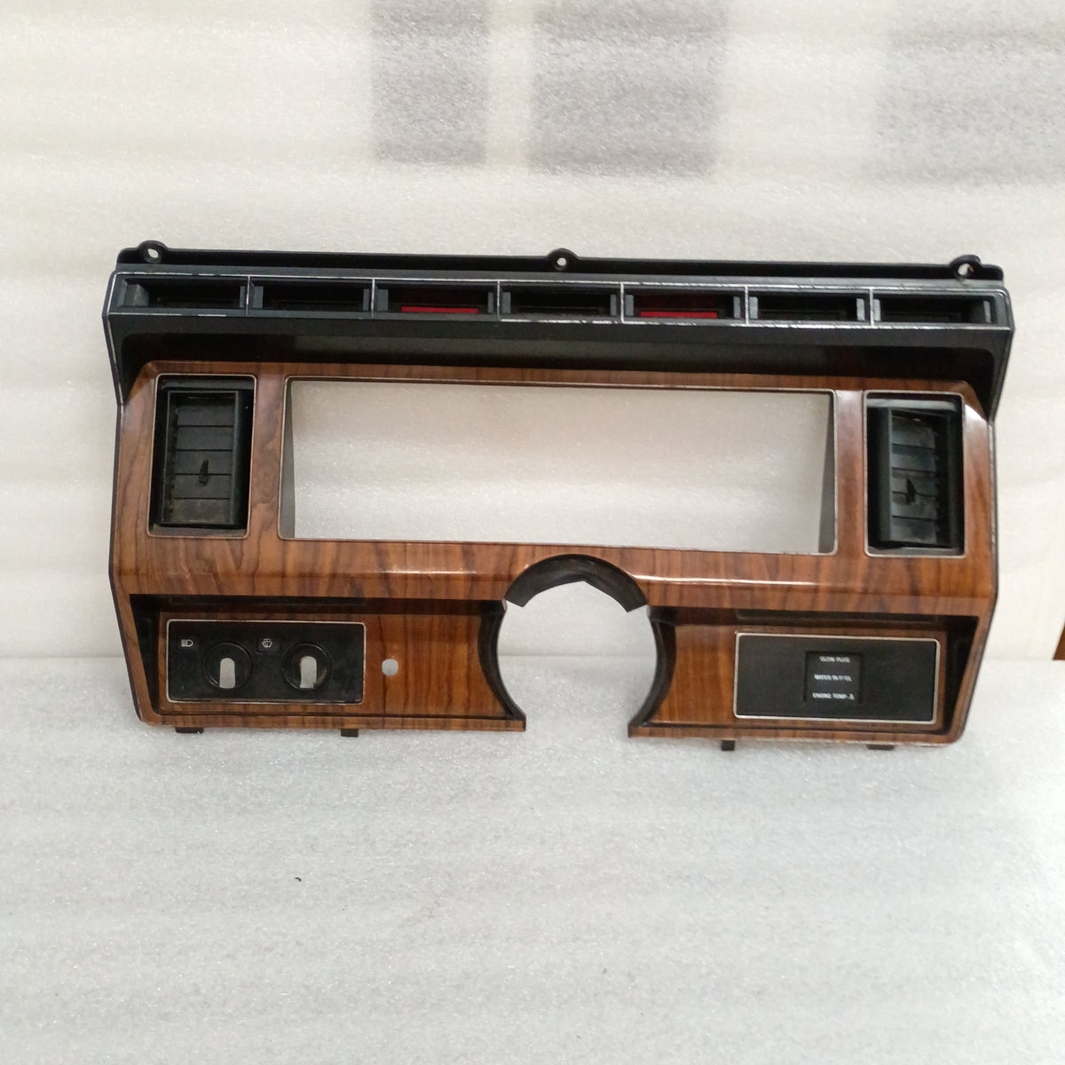80-86 Diesel Rosewood Grain Gauge Cluster Bezel with AC Vents (Used) F250 F350