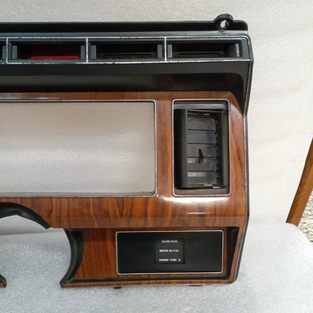 80-86 Diesel Rosewood Grain Gauge Cluster Bezel with AC Vents (Used) F250 F350