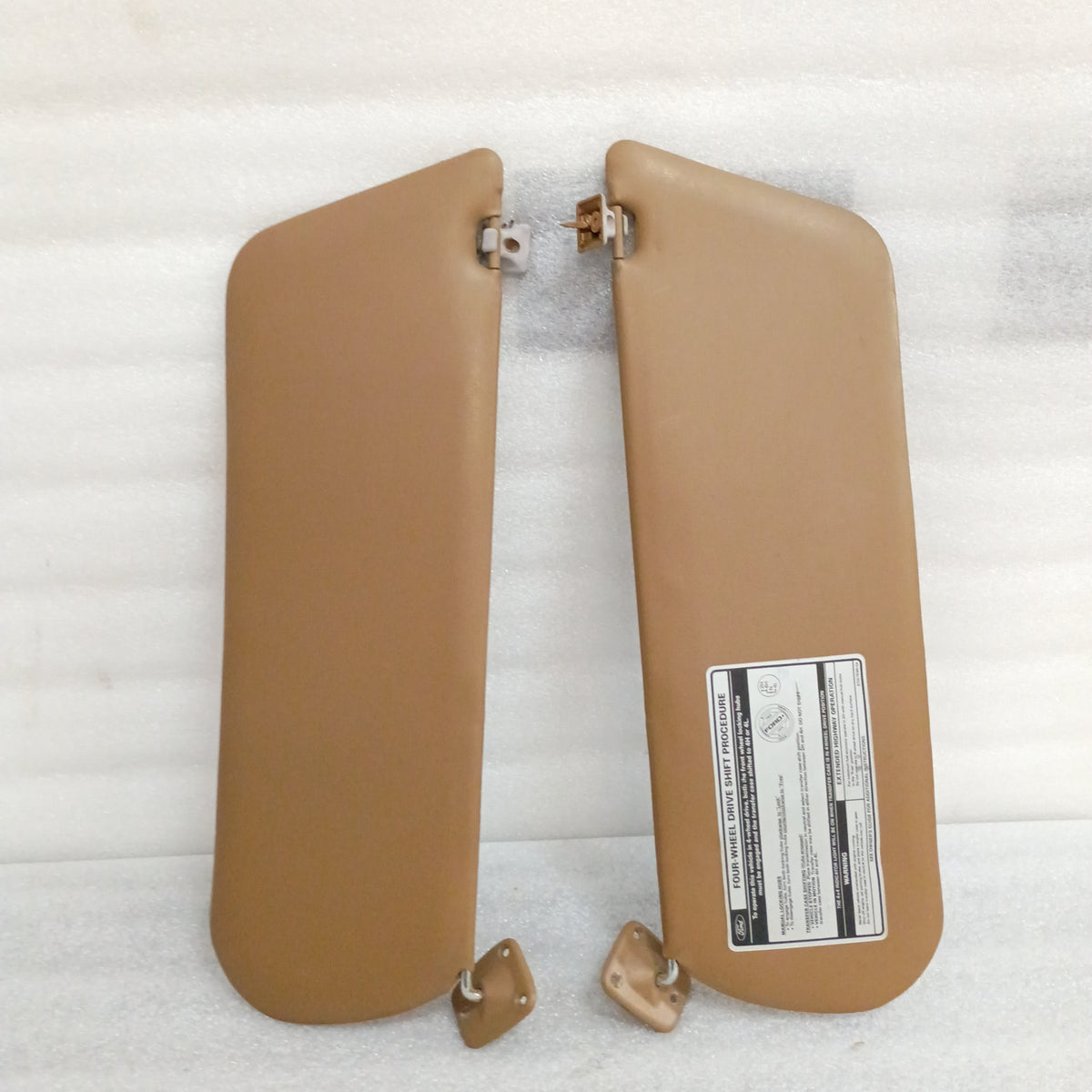 87-91 Tan Vinyl Sun Visors Pair (Used) F150 F250 F350 Bronco OEM