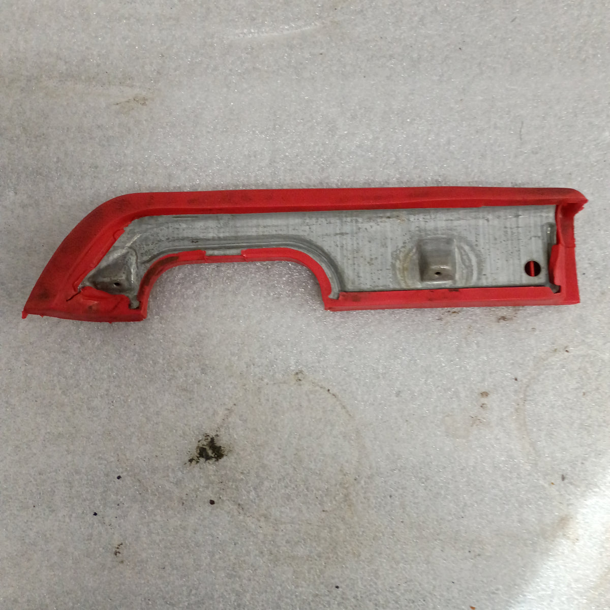Red arm rest for 1973-1979 Ford F-series trucks and Bronco, includes OEM door pull cups.