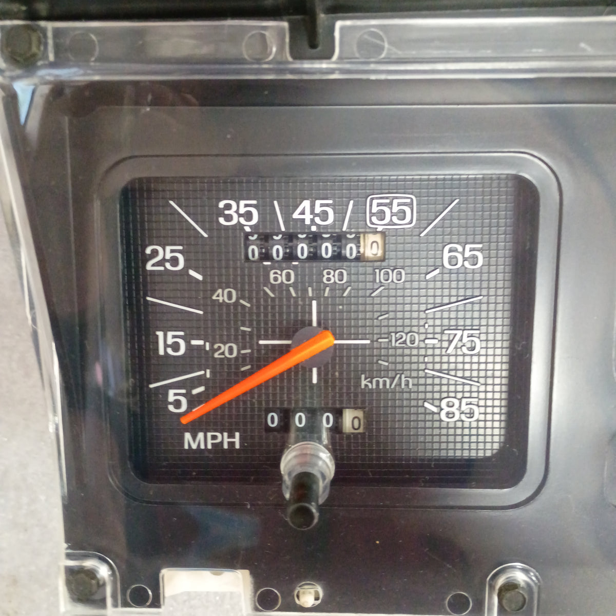 Refurbished Ford truck gauge cluster with speedometer and odometer, suitable for 1980-1986 F150, F250, F350, Bronco.