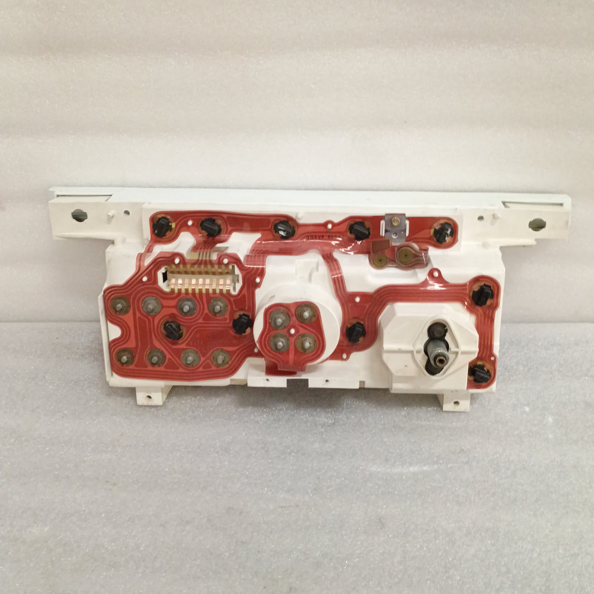 Refurbished gauge cluster for 1980-1986 Ford trucks, rear view showing circuit board and connectors, compatible with F150-F350 and Bronco.