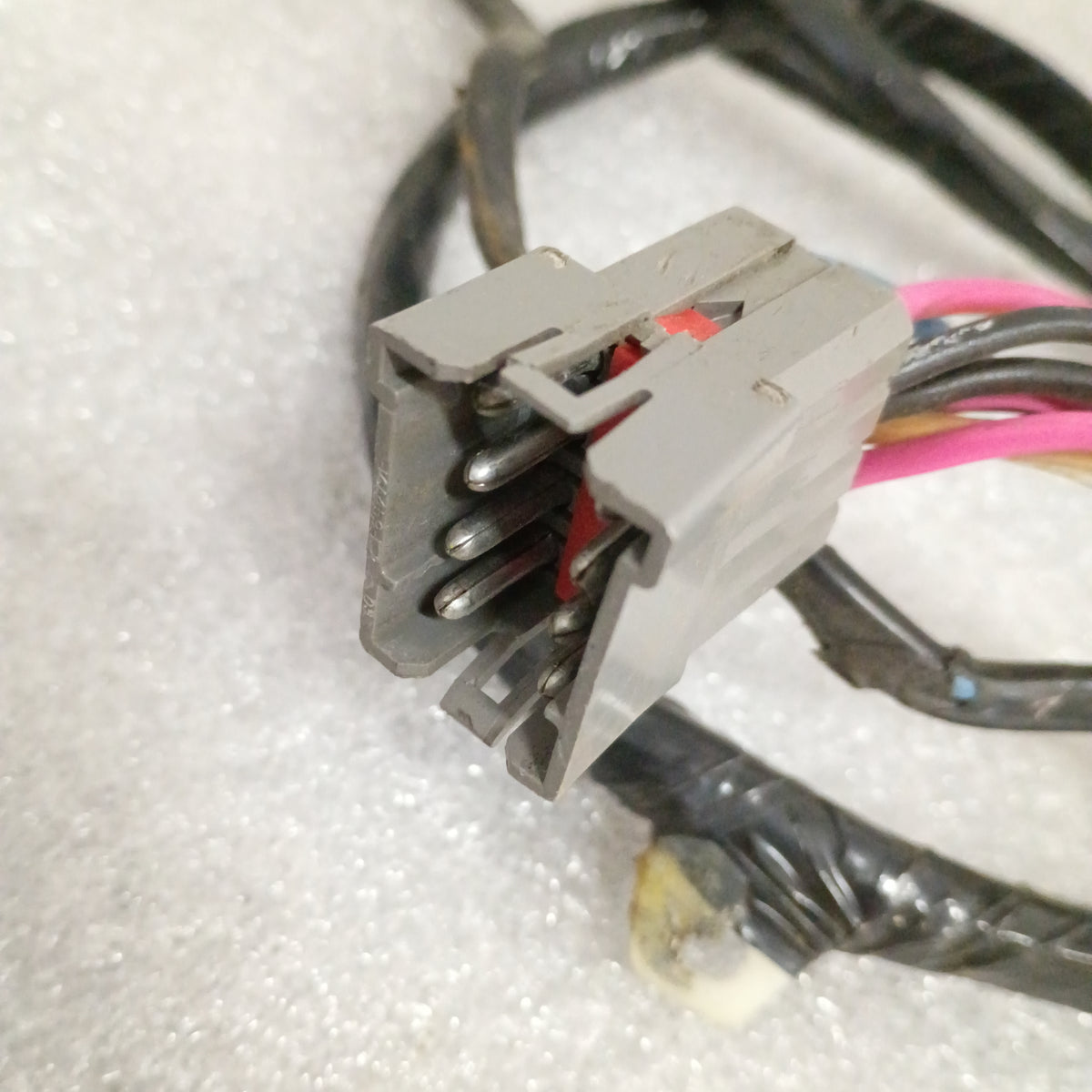 Ford 87-91 wire harness connector for power windows and locks with visible wiring, fits F150, F250, F350, Bronco.