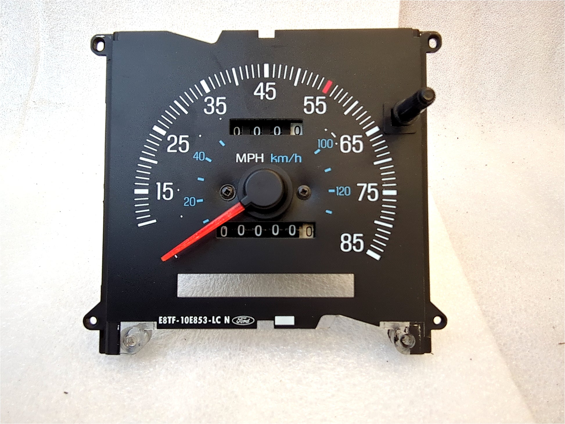 Refurbished 87-91 Ford speedometer gauge with trip meter and odometer, compatible with Bronco, F150-F350.