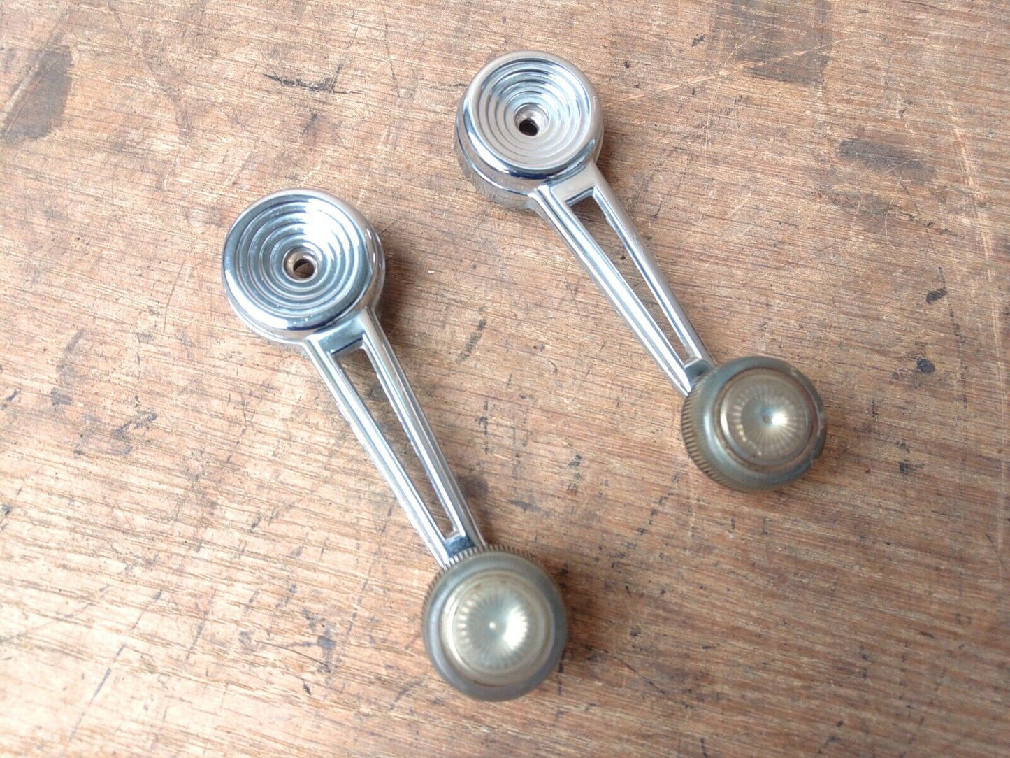 80-86 Chrome Window Crank Handles - Pair of 2 - (Used) Ford F150 F250 F350 Bronco OEM