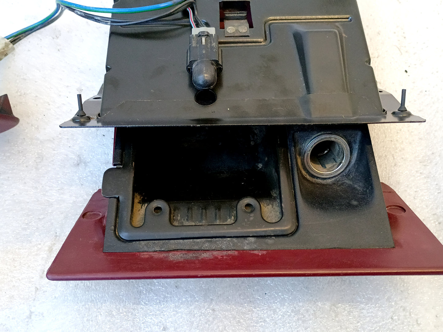 Refurbished Ford ashtray assembly with power port and wire harness for 1992-1996 F150, F250, F350, Bronco.