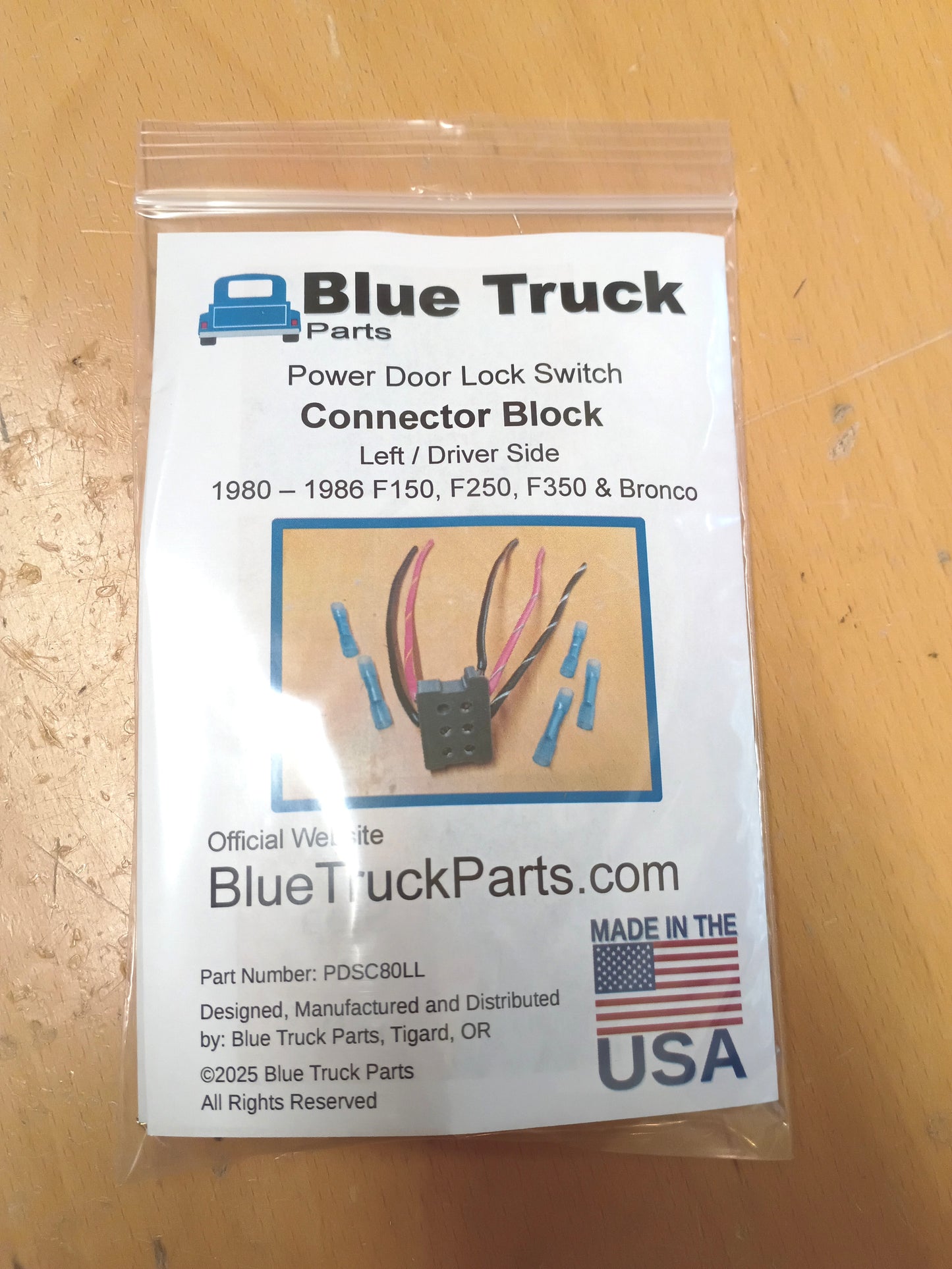 80-86 Left Power Lock Switch Connector w/ Wire Pigtail