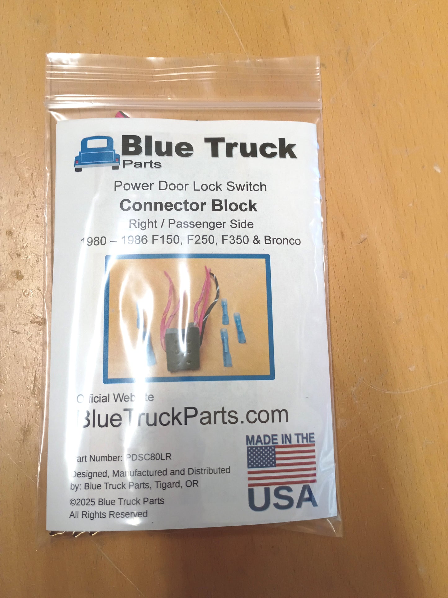 80-86 Right Power Lock Switch Connector w/ Wire Pigtail