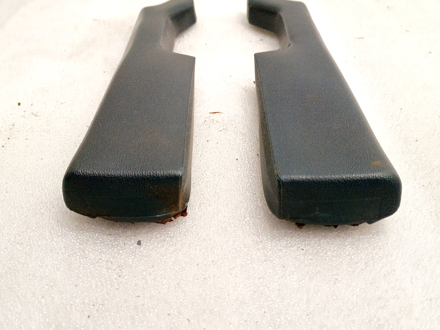 Dark Harbor Blue arm rest set for Ford F150, F250, F350, Bronco (1980-1986), OEM parts, left and right pieces displayed.