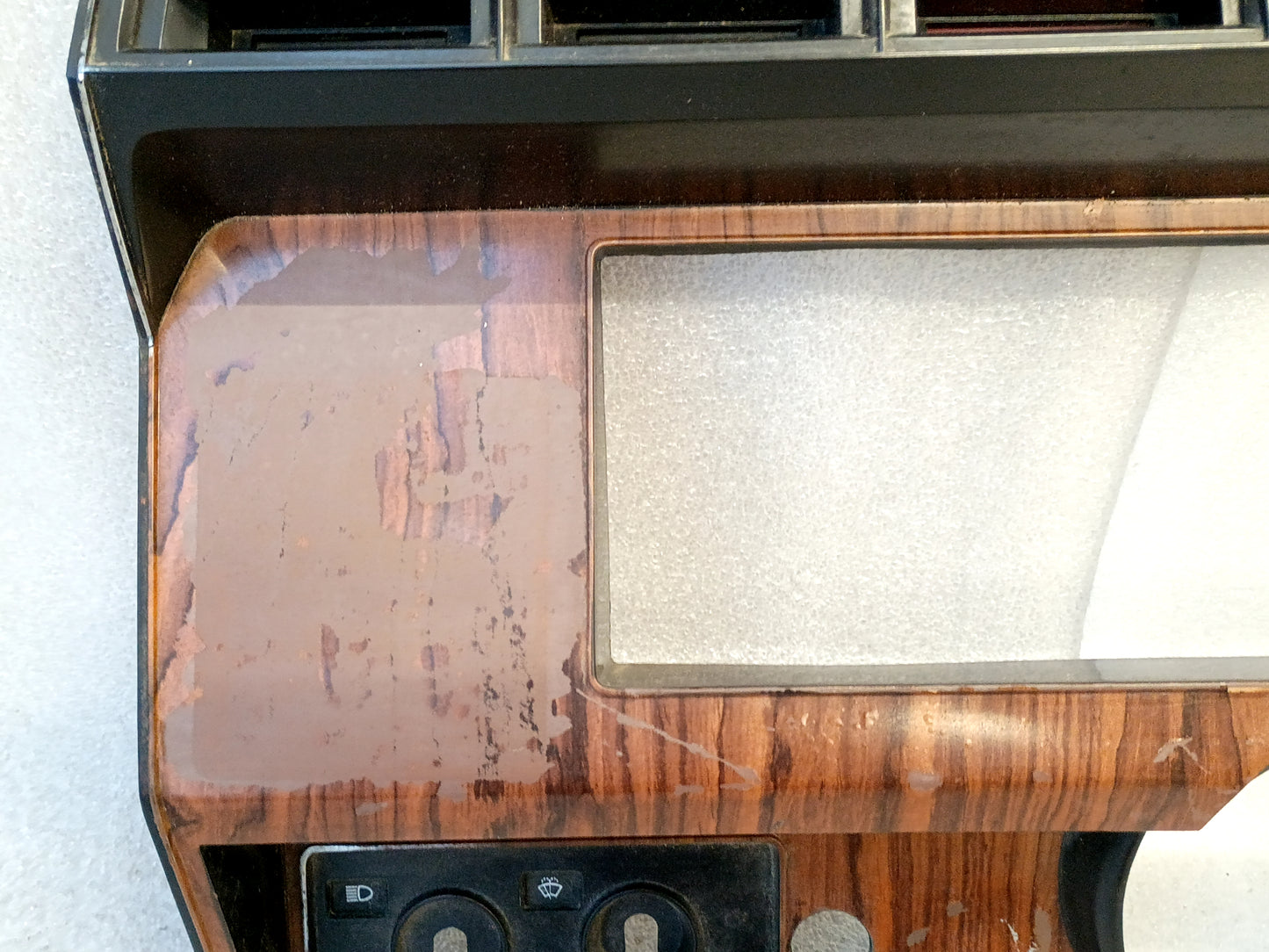 Ford F250/F350 rose wood gauge cluster bezel, diesel indicator lights, compatible with 1980-1984 models.