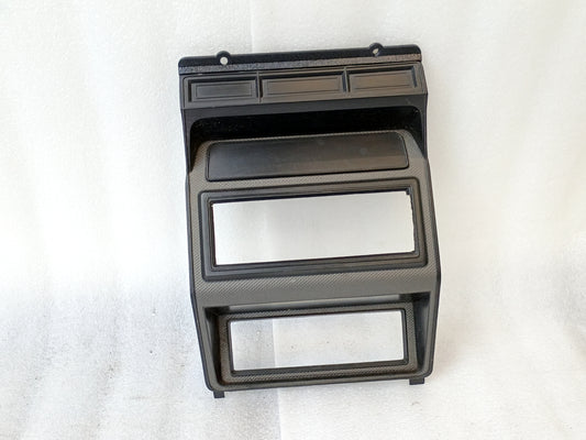 Silver radio and heater bezel for Ford trucks, single DIN radio hole, compatible with 1980-1986 F-150, F-250, F-350, Bronco.