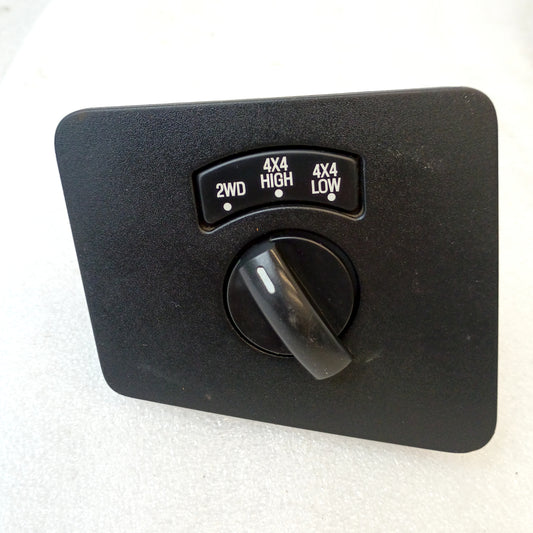 Electronic transfer case switch for 2008-2010 F-150 and Bronco, featuring 2WD, 4x4 High, and 4x4 Low options.