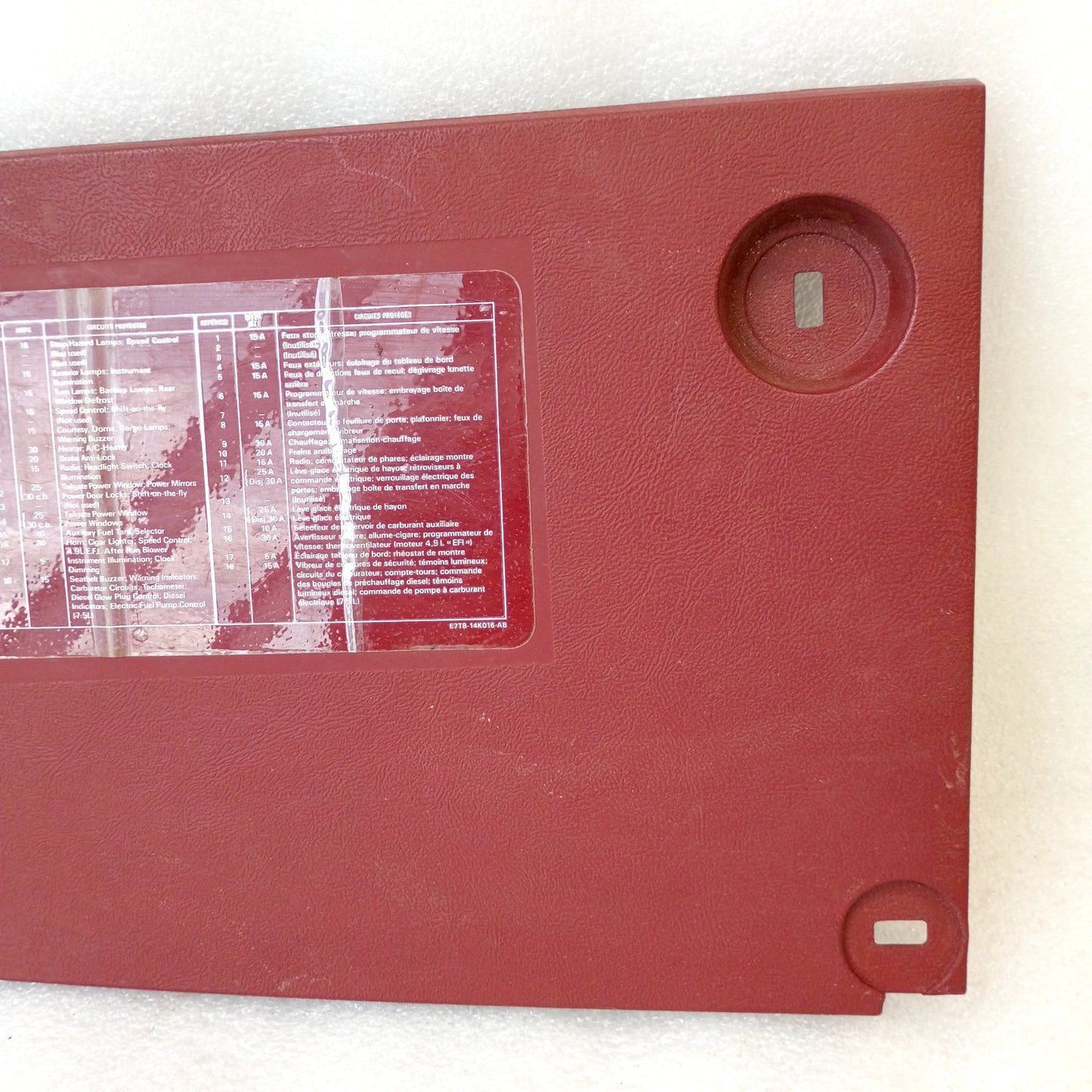 87-91 Red Fuse Panel Cover  (Used) Lower Dash Trim Knee BolsterF150 F250 F350 Bronco