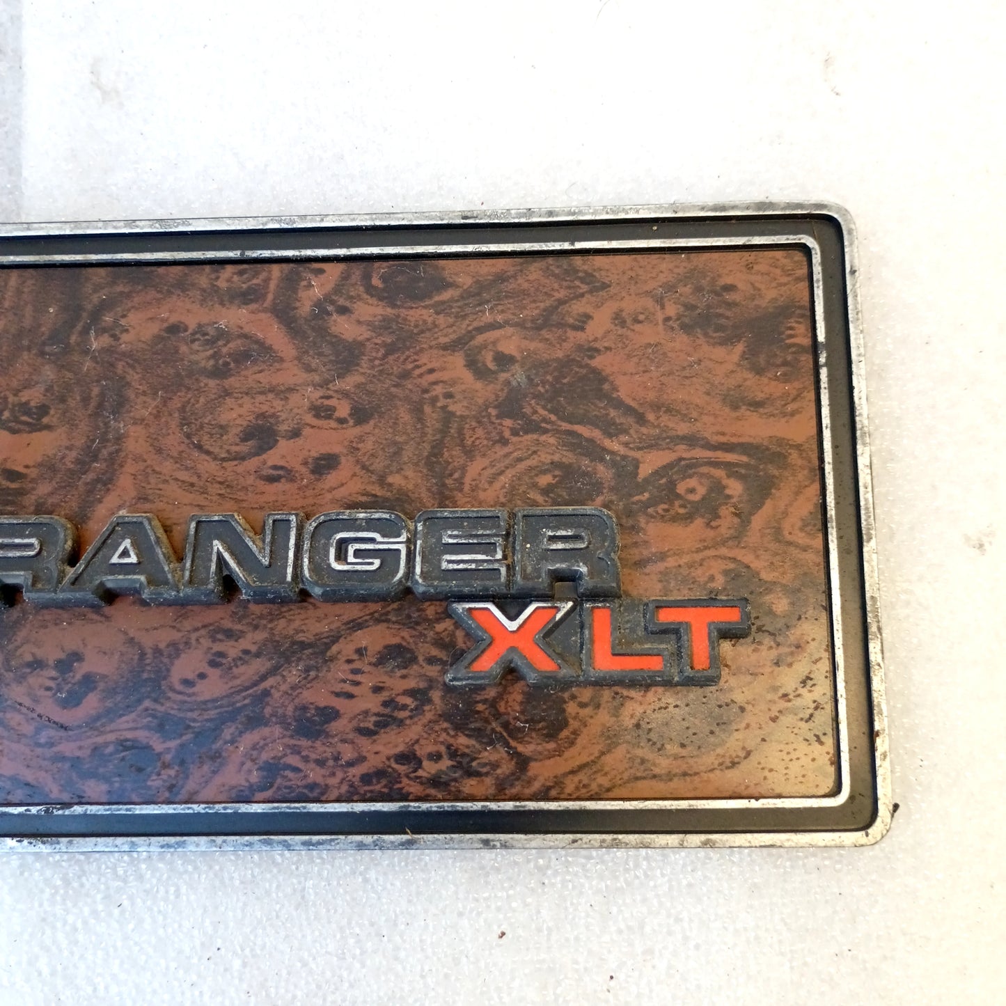 73-79 Wood Grain Glove Box Cover w/ Ranger XLT Emblem (Used) Ford F100 F250 F350 XLT