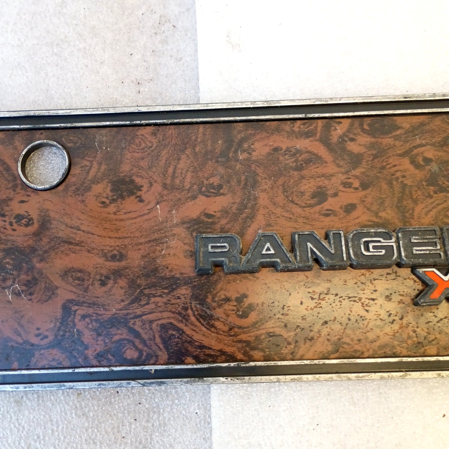 73-79 Wood Grain Glove Box Cover w/ Ranger XLT Emblem (Used) Ford F100 F250 F350 XLT