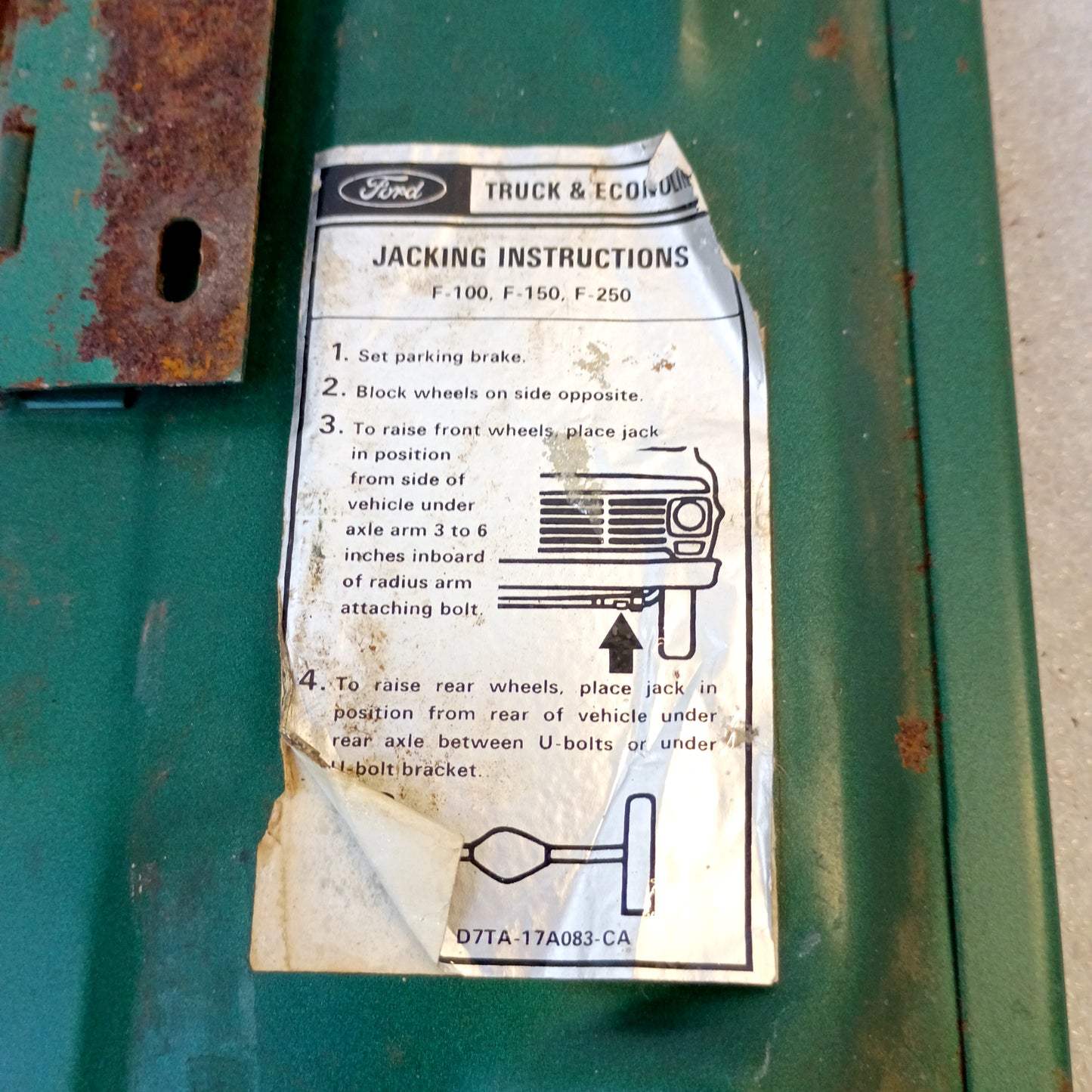 73-79 Green/Woodgrain Glove Box Door w/ Ranger Lariat Emblem (Used) Ford F100 F150 F250